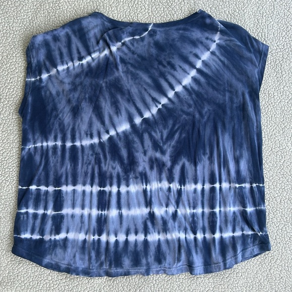 Chaps Blue White Tie Dye Cap Sleeve Top Blouse, Size 1X - Picture 5 of 6